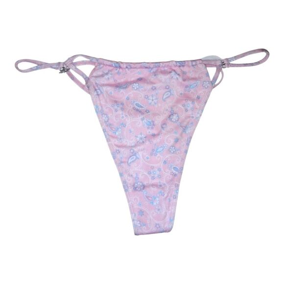 Frankies Bikinis By Victoria's Secret Yara Bikini Bottom Pink Paisley Size L New - Picture 3 of 14